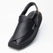 Handmade Black Leather Kaptaan Chappal – dots